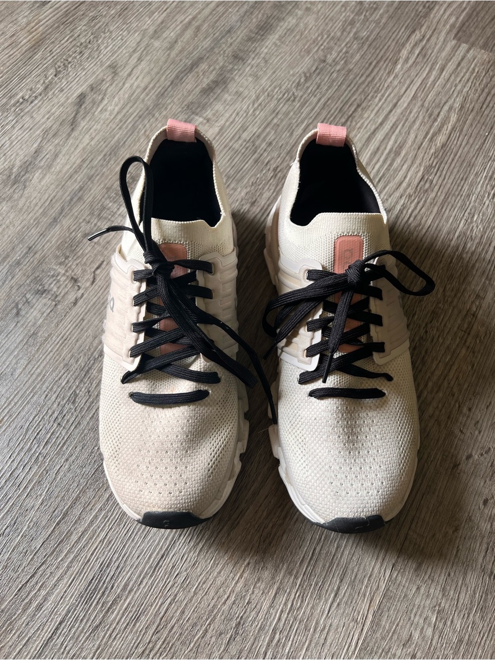 On Running Women’s Cloudswift 3 Athletic Sneakers in White with Pink and Black - Picture 3 of 5